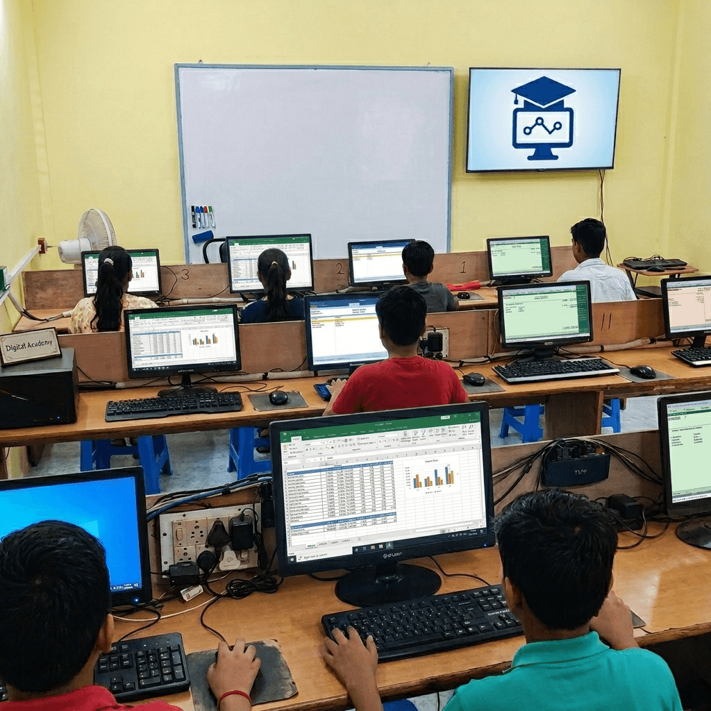 Students learning in a modern computer lab at MTech IT Institute in Patti